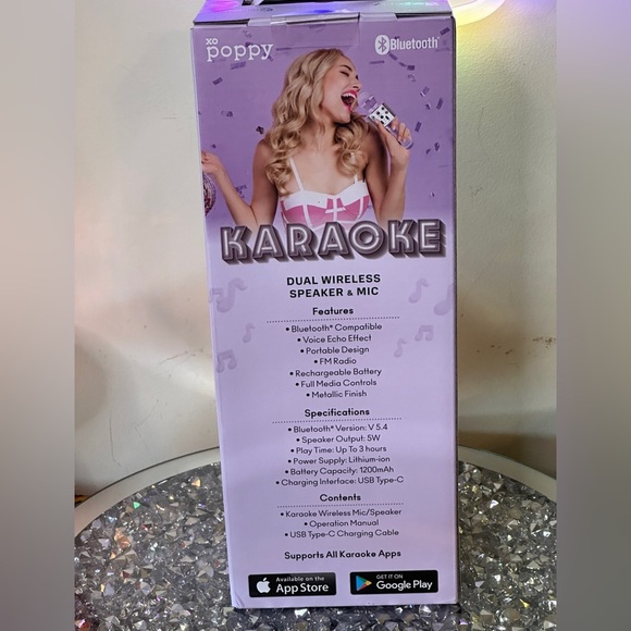 NIB - XO Poppy Bluetooth Karaoke Dual Wireless Speaker and Mic. - Picture 3 of 5
